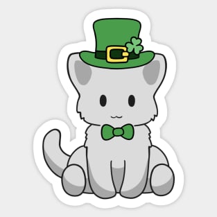 St Patrick White Kitty Sticker